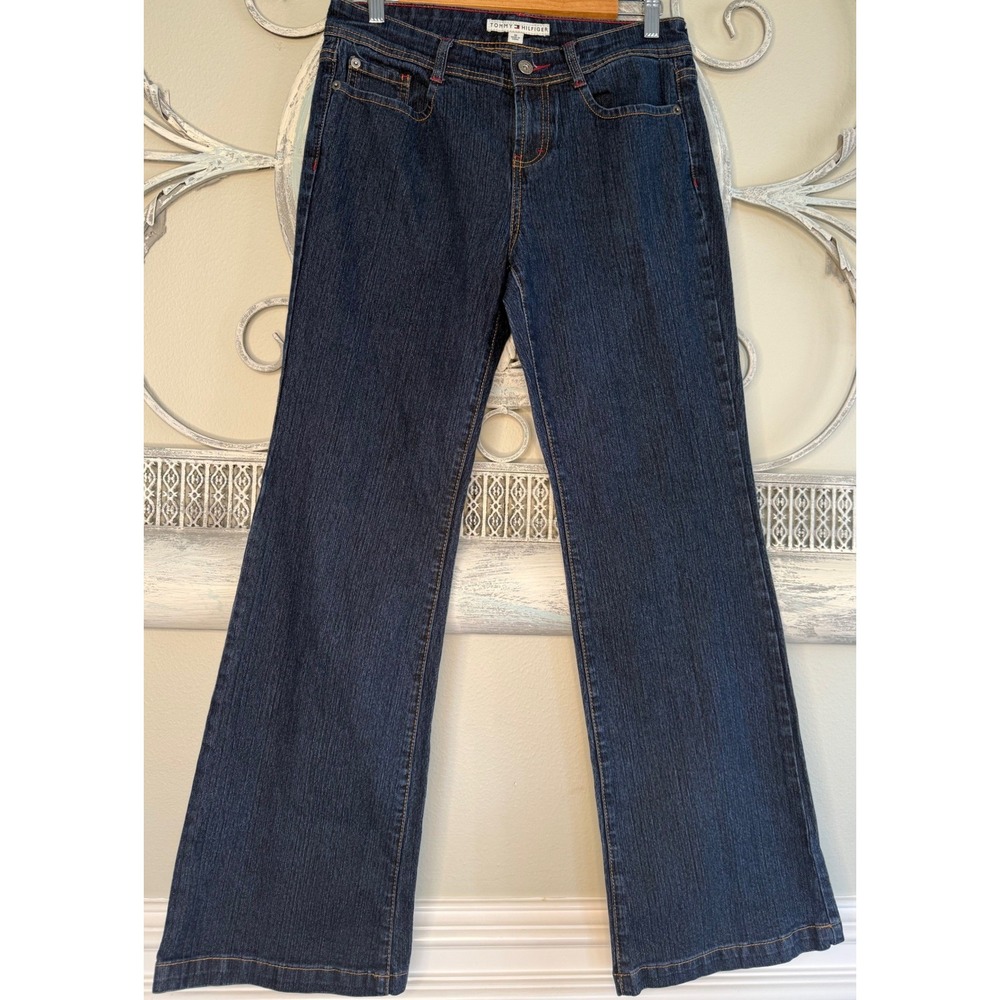 Vintage Y2K Tommy‎ Hilfiger Womens Dark Wash Bootcut Jeans Size 10 Stretch Denim